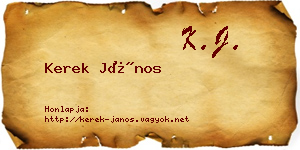Kerek János névjegykártya